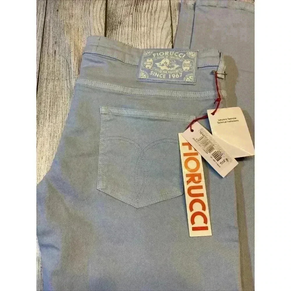 FIORUCCI Womens Flair V. Bassa Jeans 31 Sky Blue Italia Designer Luxury Low Rise